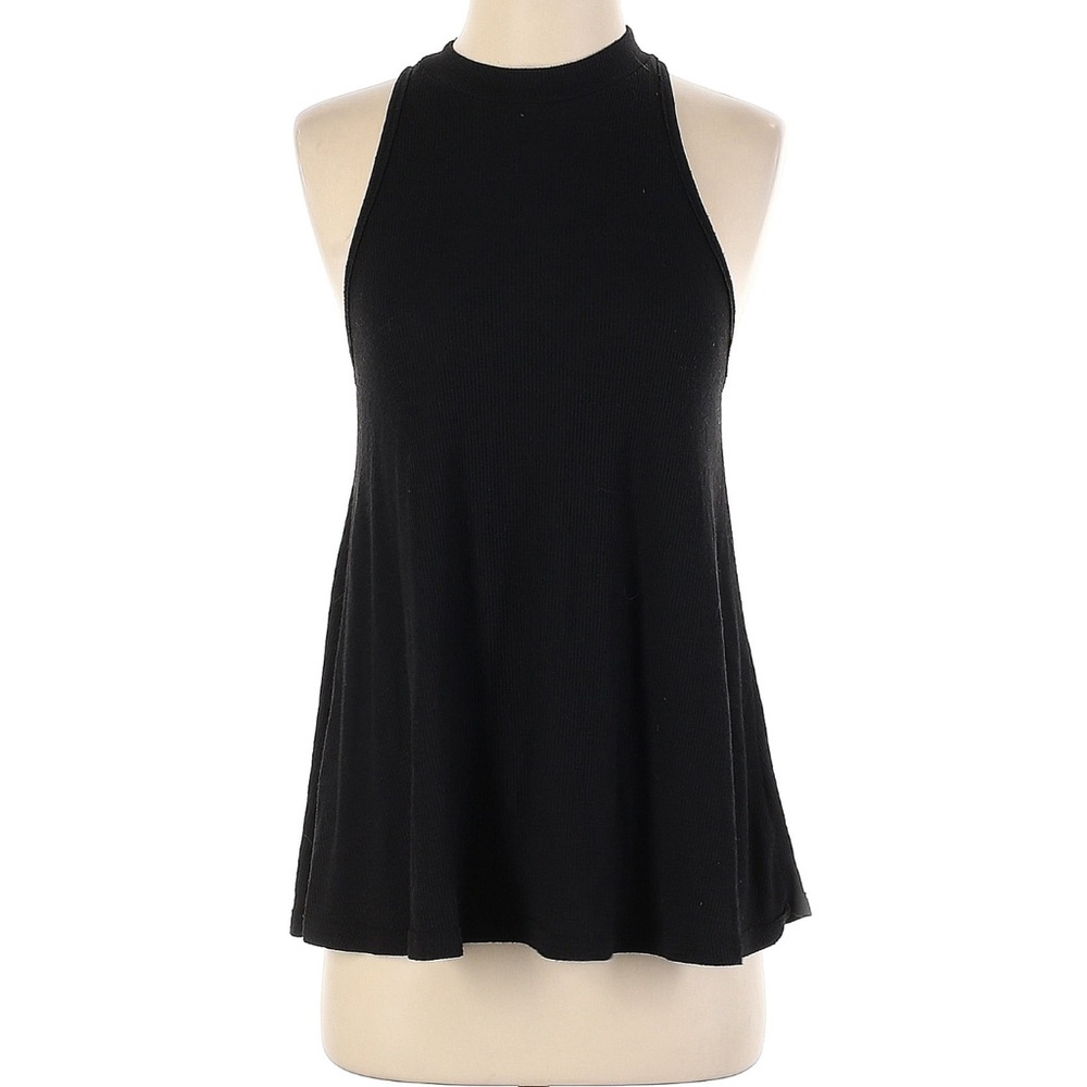 Free People Black Sleeveless Ribbed Top